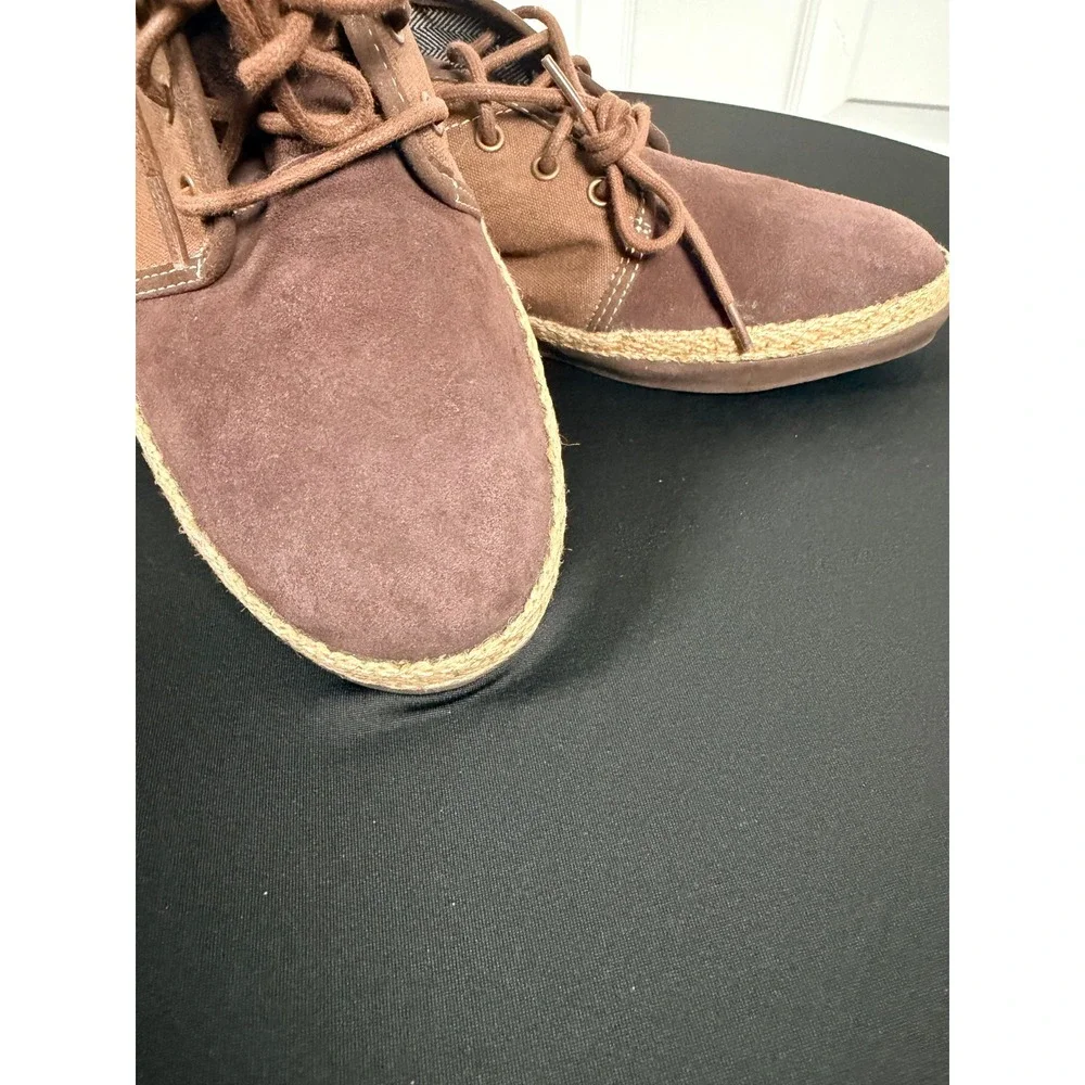 UGG Australia Brown Suede Canvas Espadrille Chukka Boots Womens Lace Up Ankle